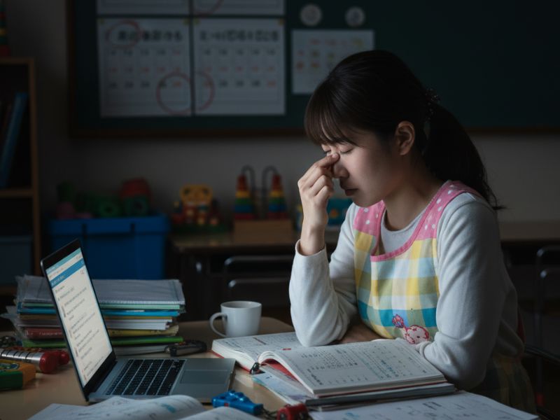 演目準備で疲れた先生